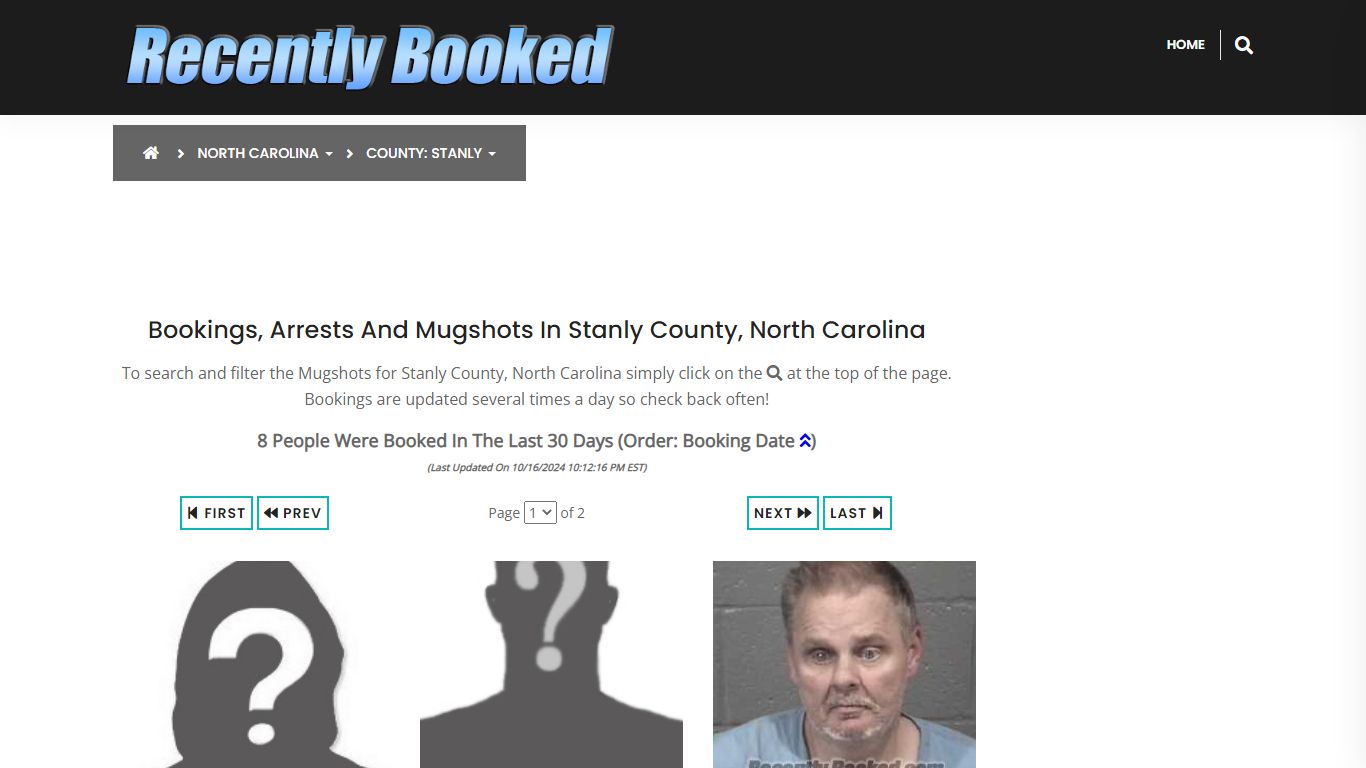 Bookings, Arrests and Mugshots in Stanly County, North Carolina