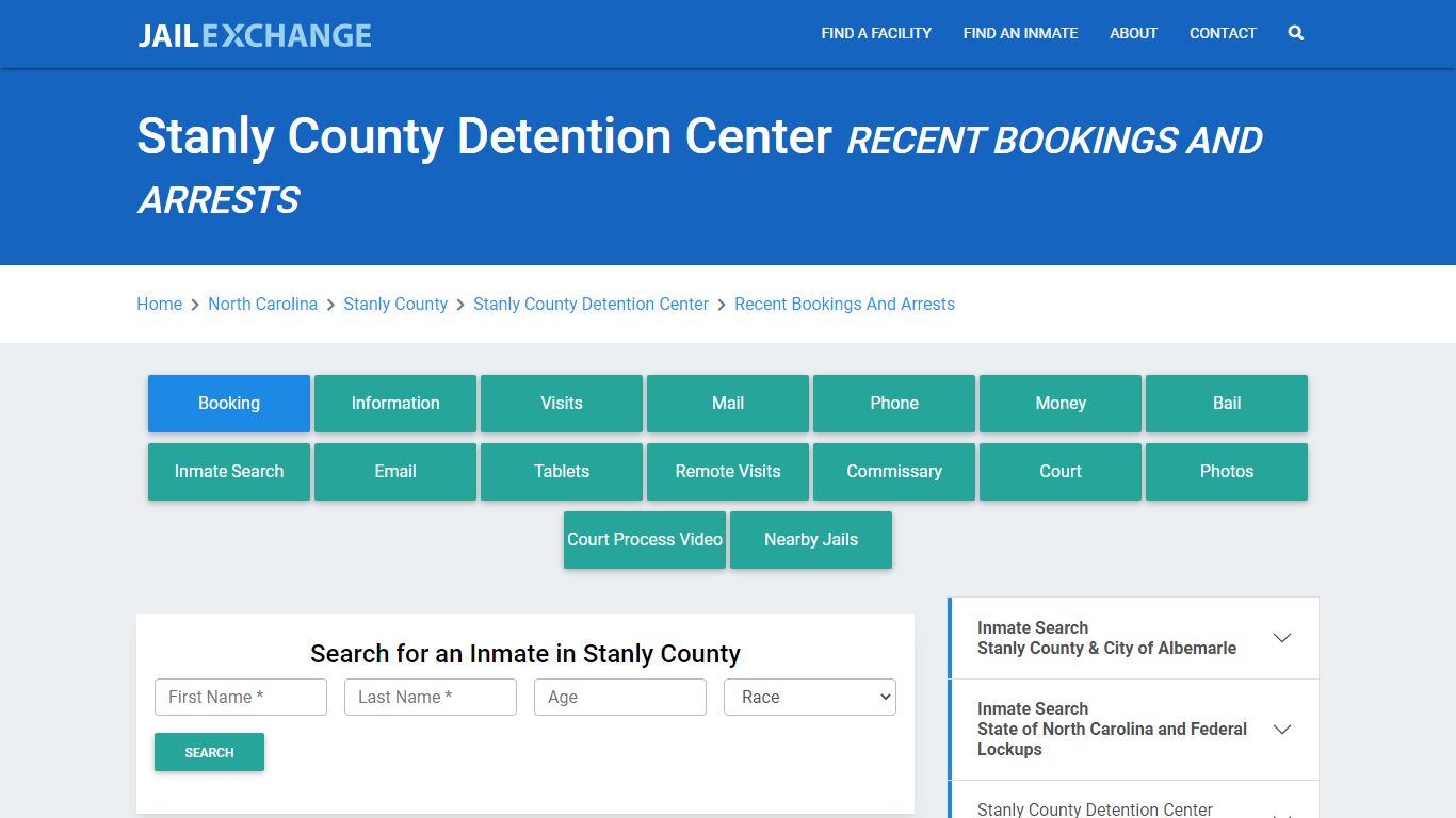 Stanly County Detention Center Recent Bookings And Arrests - Jail Exchange